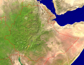 Ethiopia Satellite + Borders 3200x2493